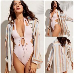 Urban Outfitters BDG Frankie Spliced Button-Down Shirt in Yellow Multi